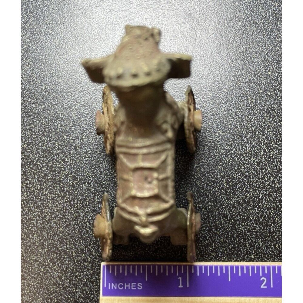 Antique Vintage India Shrine Temple Toy Brass Metal Elephant Rider Wheels Hindu - Picture 14 of 16